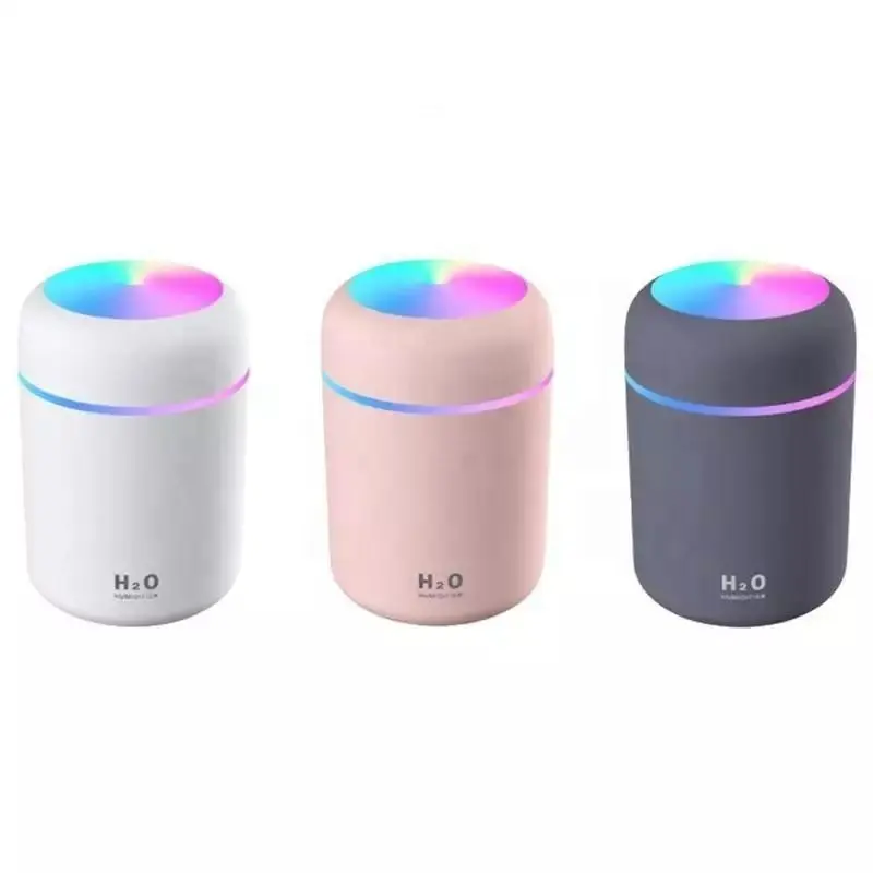 300ml Wholesale Mini Ultrasonic H2o Spray Double Wet Mist Humidifier Usb Portable Car Air Humidifier With Colorful Led Lamp