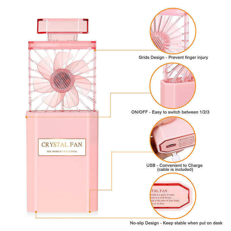 Mini Perfume Turbine Fan USB Rechargeable Cold Fan New Portable Hand Cute Battery Table Plastic USB mini fan