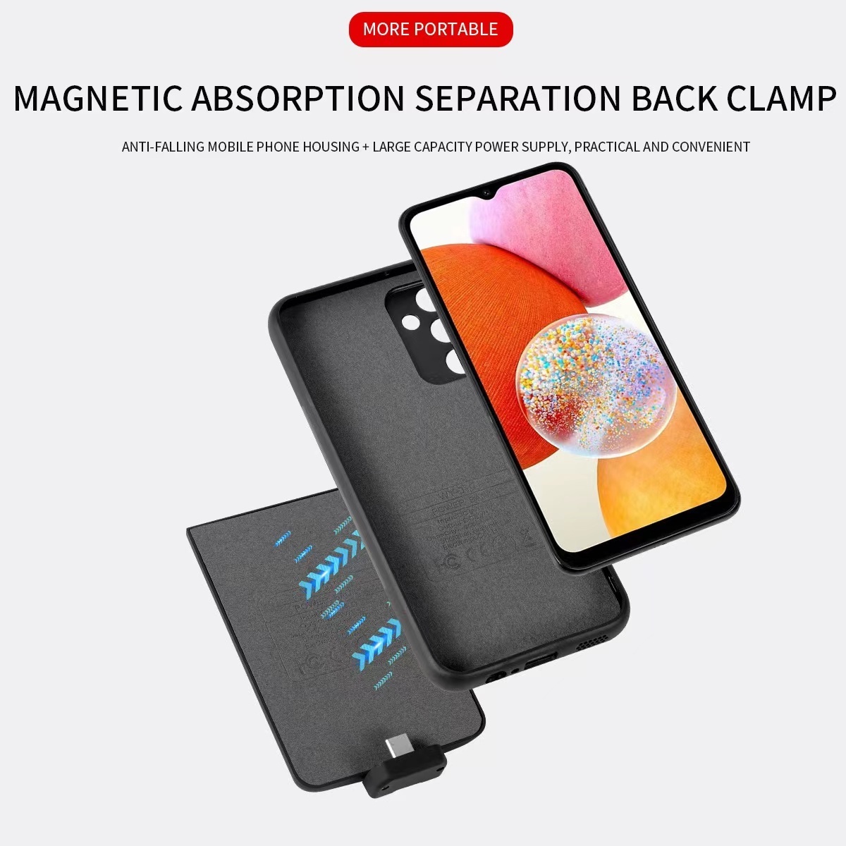 Newest Top Quality 5000mah Mobile Phone Battery Case for Samsung A14 Portable 5000mAh Power Bank Wireless Charger Battery Case