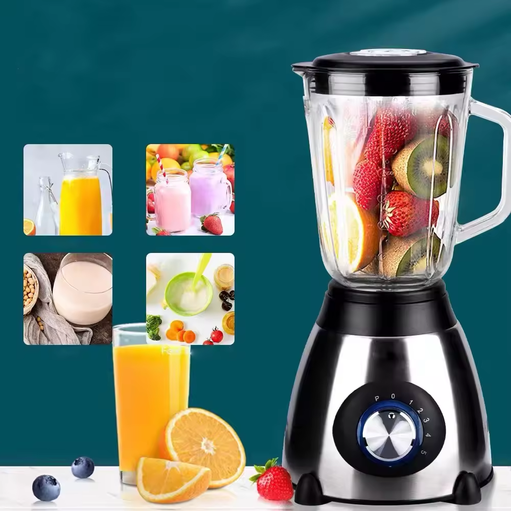 Blender Juicer Jar Electric Food Mixer Blender Glass Grinder Y66 5 Speed with Stainless Steel 2 in 1 Color Box Home Technology