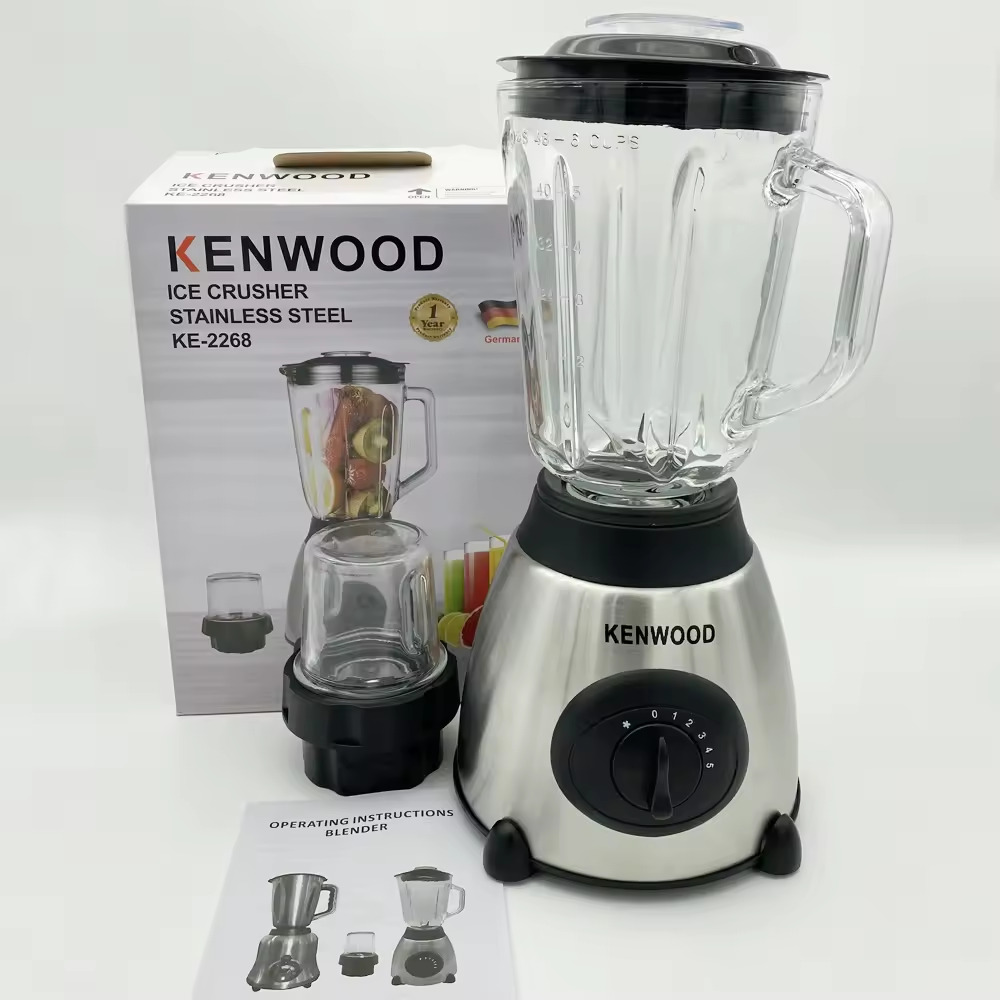 Blender Juicer Jar Electric Food Mixer Blender Glass Grinder Y66 5 Speed with Stainless Steel 2 in 1 Color Box Home Technology