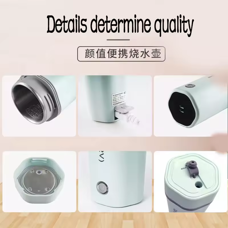 Portable Electric Kettle for Boiling Water Travel Beaker Tea Kettle Hot Water Boiler Stainless Steel Automatic Shut Off