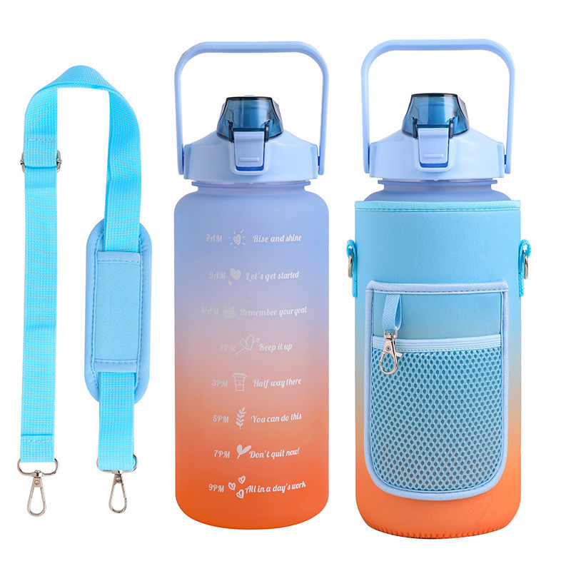 64oz / 2L water bottle with storage sleeve insulated with carry strap and cellphone holderHot sale product half gallon