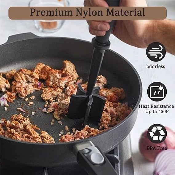 Meat Chopper wholesale Non Stick Mix Chopper Heat Resistant Nylon Manual Ground Beef Meat Food Chopper