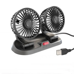 USB Car Cooling Fan Multi Angle Rotatable 5V Dual Head USB Vehicle Fan Adjustable Auto Cooler Electric Fan