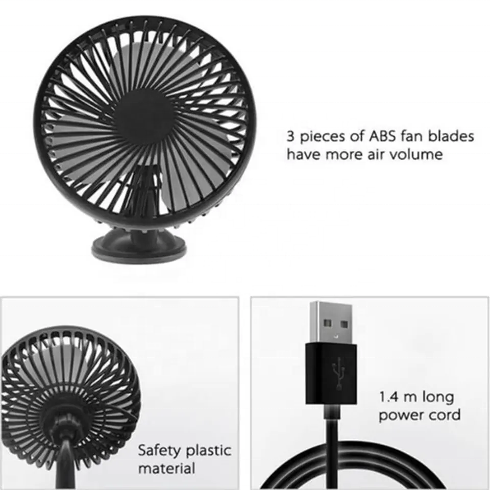 Online top seller summer product electric fan 12V/24V universal large wind mute rotatable car dual-purpose car fan