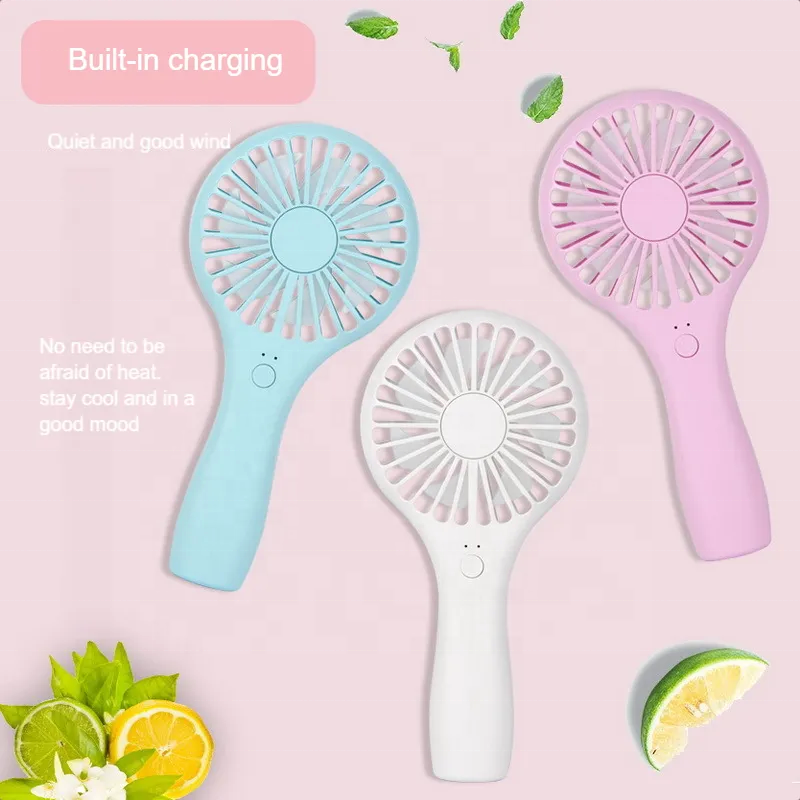 2023 Cute Ventilador Mini Lollipop Abs Low Noise Mute Usb Rechargeable Handheld Hand Eyelash Air Cooling Cordless Portable Fan -