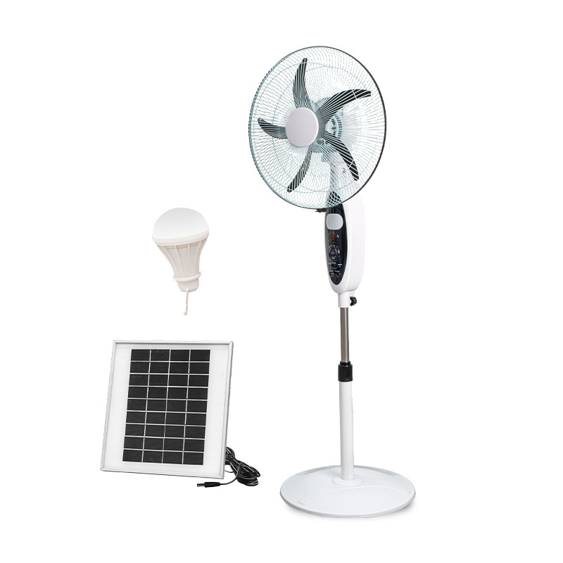 new solar 5 speed rechargeable standing fan with bulb with light