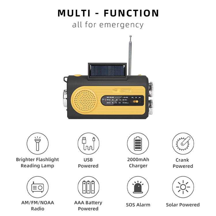 Customized Emergency Solar Hand Crank AM/FM Digital Weather Radio