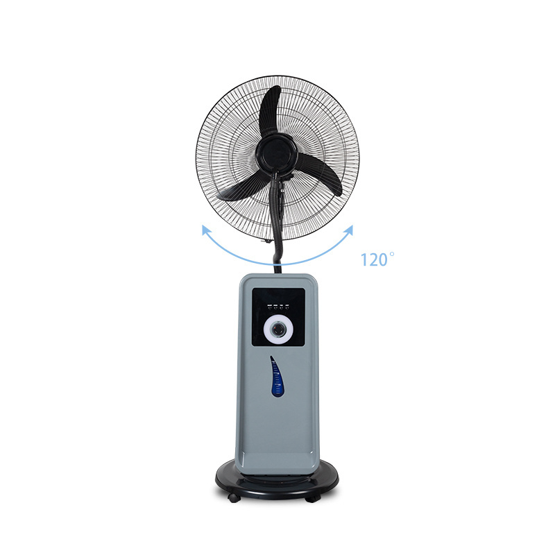 16 inch rechargeable solar mist fan air cooling mist standing fan with LED night light and water tank