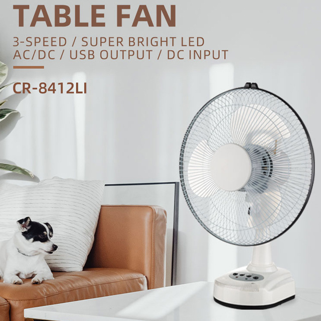 12 inch 12v ac dc electric solar panel powered table battery charger charging fan rechargeable fan with solar panel