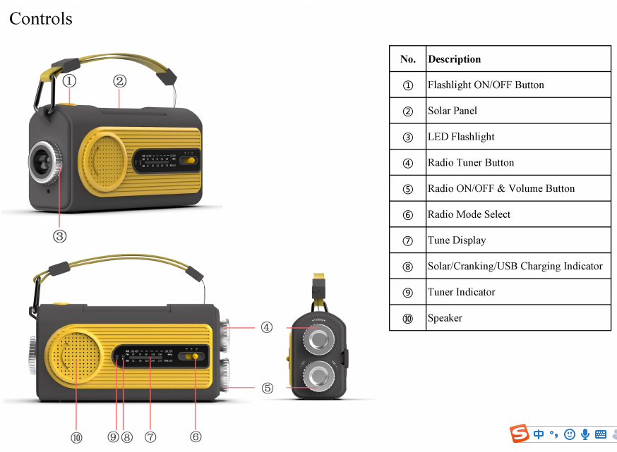 Customized Emergency Solar Hand Crank AM/FM Digital Weather Radio