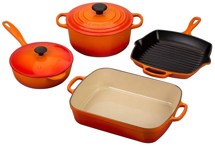 Custom cast iron cookware enamel dutch oven non stick cookware sets pots and pans