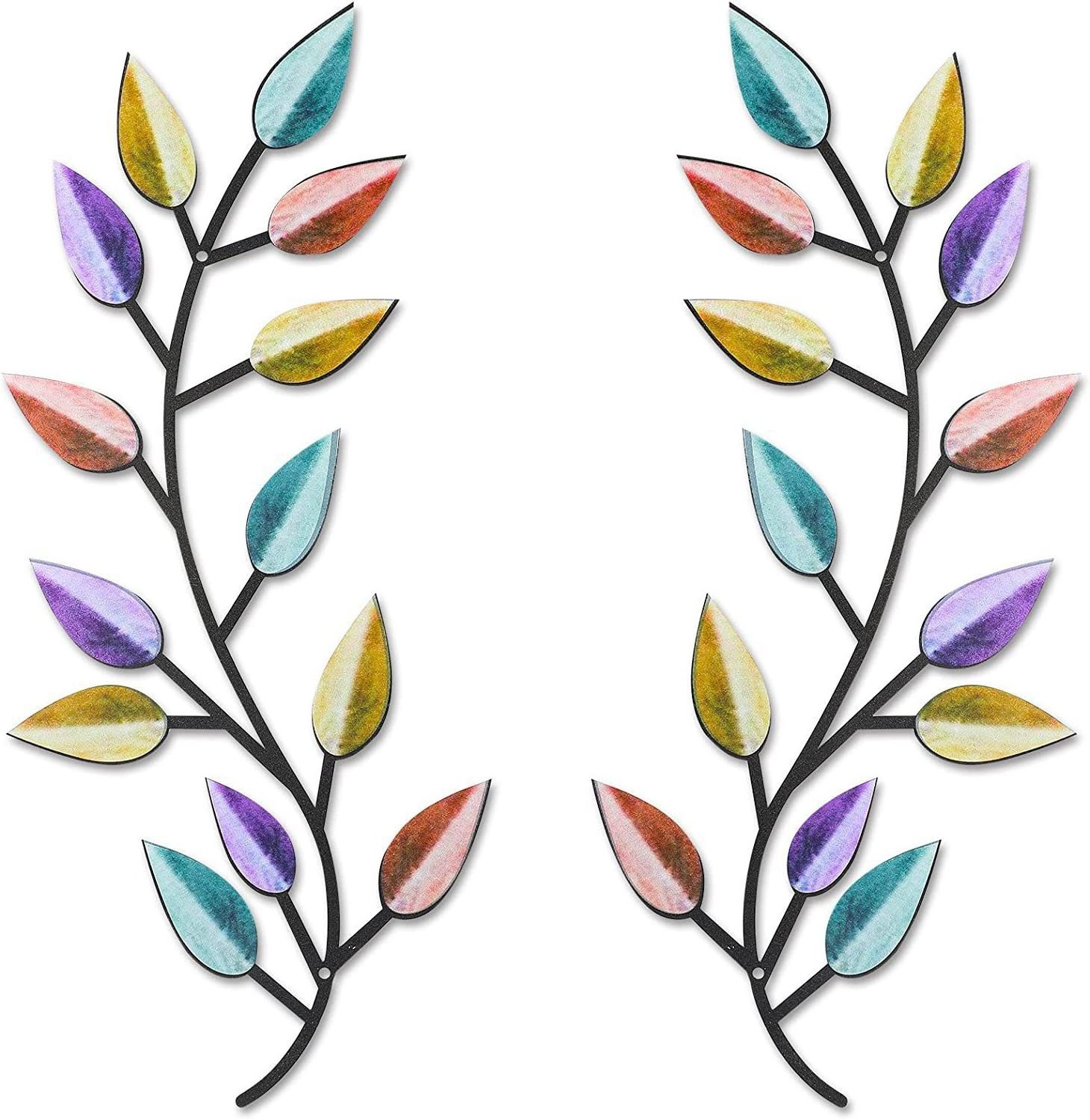 Metal Tree Leaf Wall Decor Vine Olive Branch Leaf Wall Art Wrought Iron Scroll Above The Bed Living Room Outdoor Decoration