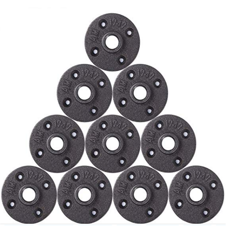 10 Pack 1/2 Inch Grey Malleable Cast Iron Pipe Fittings Floor Flange by TOP Retro Industrial flange