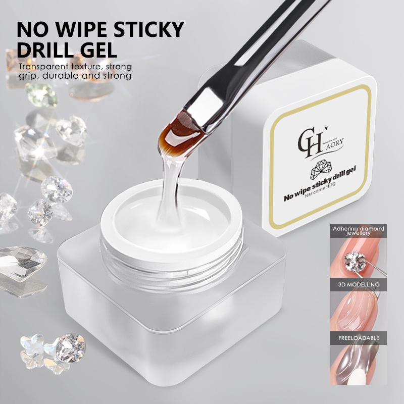 Factory Price no wipe sticky drill gel Super Sticky Diamond Gel Nail Art Rhinestone Glue for Nail Wholesale