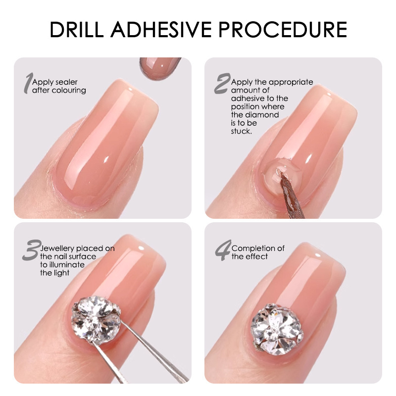 Factory Price no wipe sticky drill gel Super Sticky Diamond Gel Nail Art Rhinestone Glue for Nail Wholesale