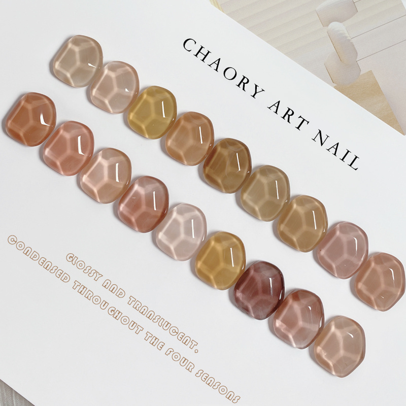 Hot Selling Jelly Nail Art Supplies Polish Transparent Gel Brown Color design your brand Non Toxic  High Pigment Nail gel polish