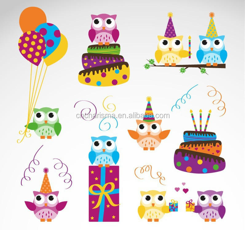 Birthday party Owl wall decal stickers for Kids room decoration