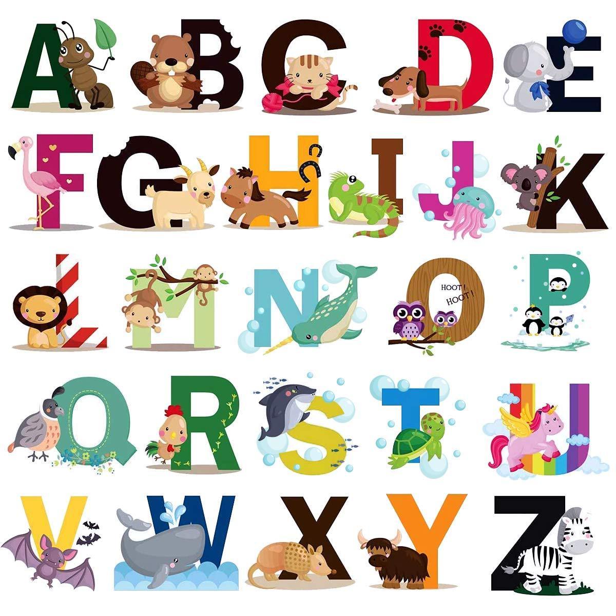 Home Decoration Offset Printing Vinyl Sticker wall decor Letters Stickers Wall Sticker Animal Alphabet Wall Decals