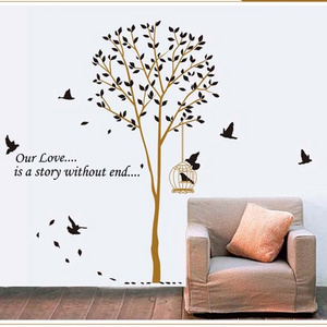 Tree wall stickers birds and birdcage branch wall decals