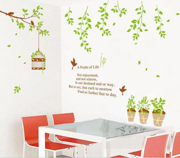 Psalm life green leaves wall sticker Item SIS-16 stock for retail selling