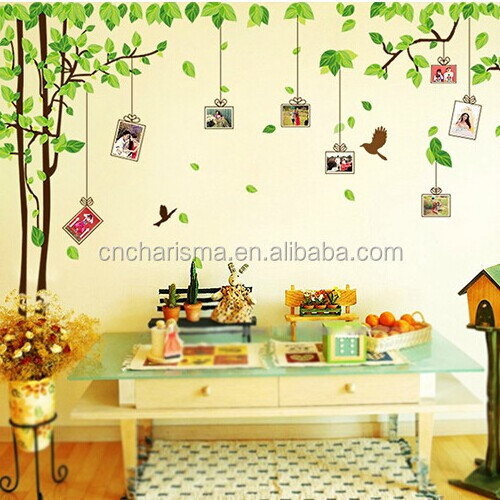 Removable Tree And Birds Photo Frame Designs Wall Decals Pvc Kids Wall Sticker For Home Decorative