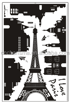 Eiffel Tower Design Customized Pvc Decals Decoration Home Decorative Wall Stickers