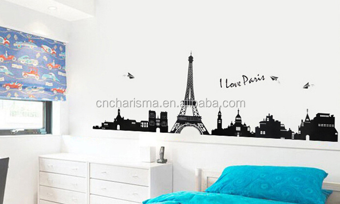 Eiffel Tower Design Customized Pvc Decals Decoration Home Decorative Wall Stickers