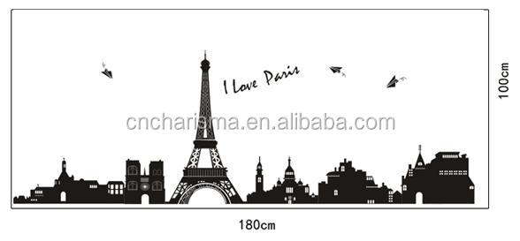 Eiffel Tower Design Customized Pvc Decals Decoration Home Decorative Wall Stickers