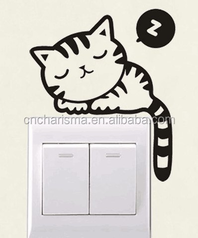 Supplier Wholesale Bedroom Decoration Cat Design Switch Socket Sticker Home Decor Wall Stickers