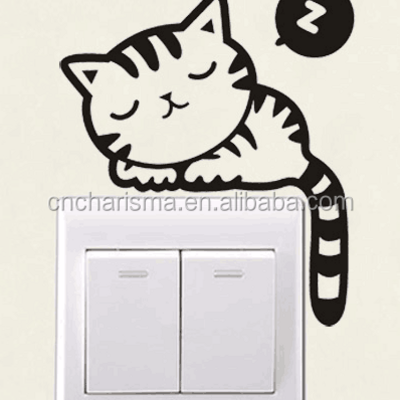 Supplier Wholesale Bedroom Decoration Cat Design Switch Socket Sticker Home Decor Wall Stickers