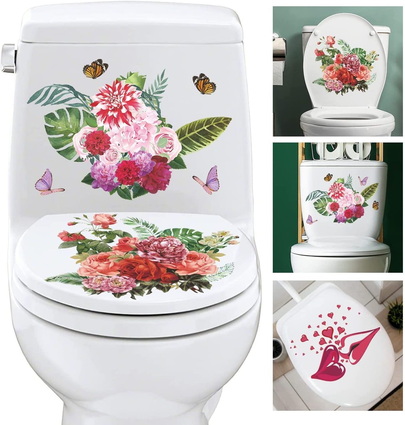 New flower design toilet seat cover stickers for bathroom decoration