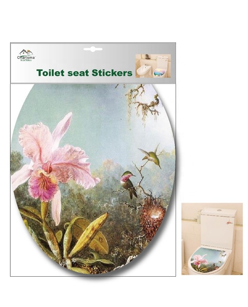 New flower design toilet seat cover stickers for bathroom decoration