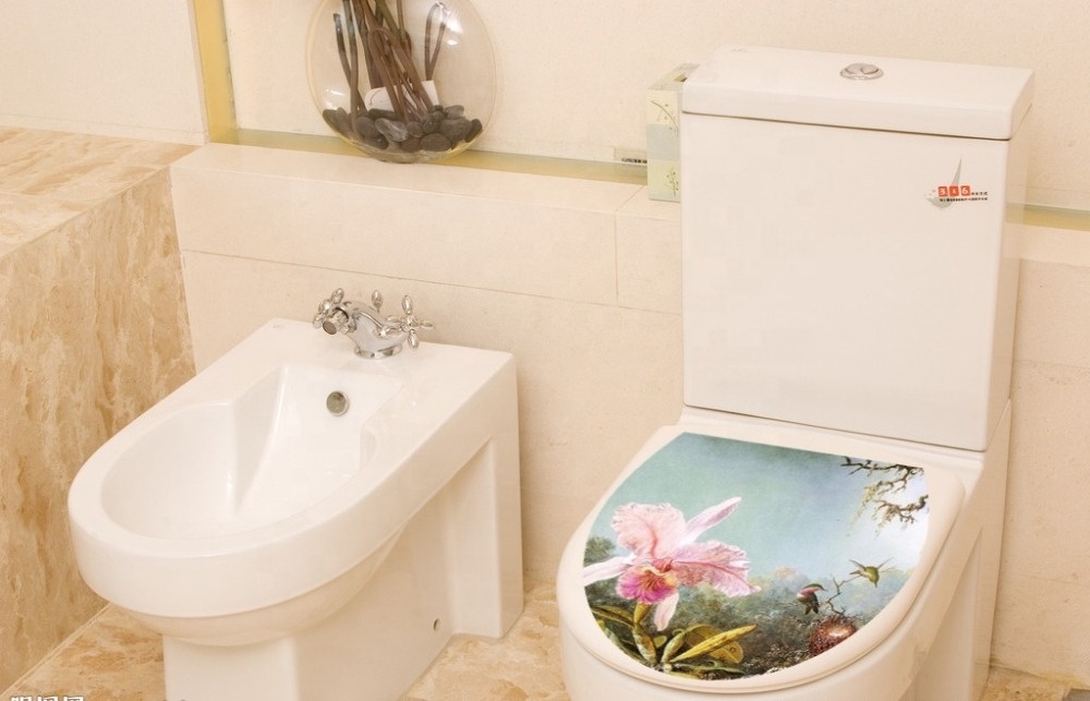 New flower design toilet seat cover stickers for bathroom decoration