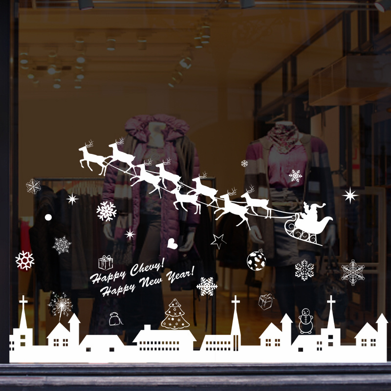 Christmas Decoration Vinyl Shop Glass Window Decals Wall Stickers For Holidays