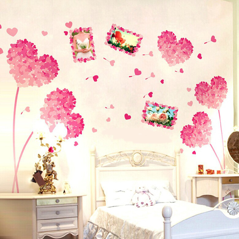 In Stock Wall Decal Photo Frame Heart Shape Flower Sticker For Room Decoration