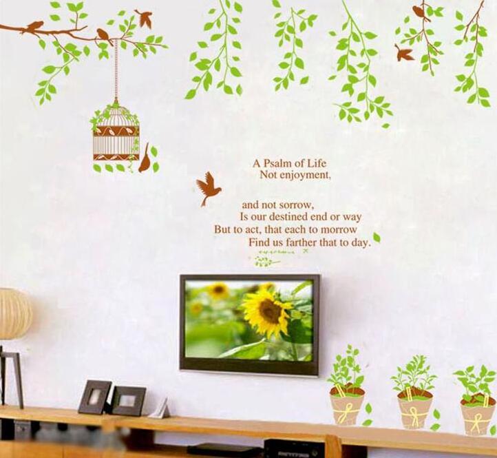 Psalm life green leaves wall sticker Item SIS-16 stock for retail selling