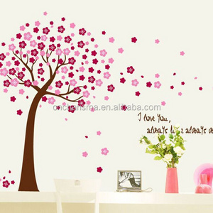 Removable beautiful peach cherry blossom home decor pvc wall sticker for home decoration