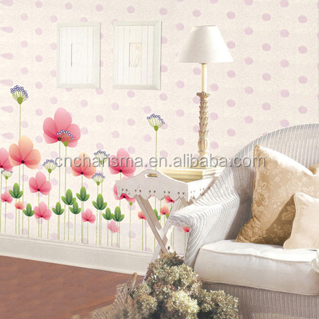 China Supplier Removable Beautiful Flower Vinyl Wall Paper Sticker For Room Decoration