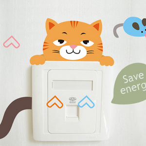 In Stock Save Energy Room Decor Cat And Rat Light Wall Stickers Switch Decals