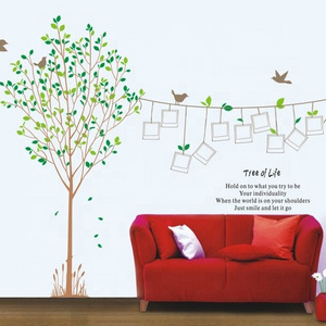 Removable Tree And Birds Photo Frame Designs Wall Decals Pvc Kids Wall Sticker For Home Decorative