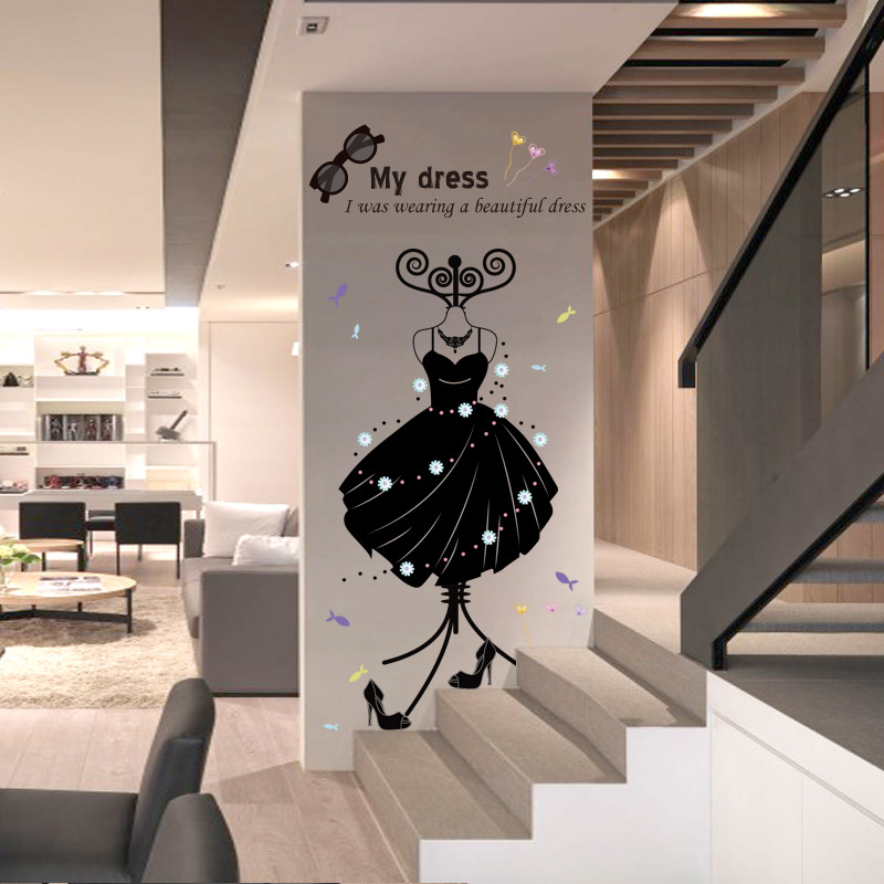 Bedroom Dress Cartoon Print Sticker Removable Home Decor Wall Decals Vinyl Sticker