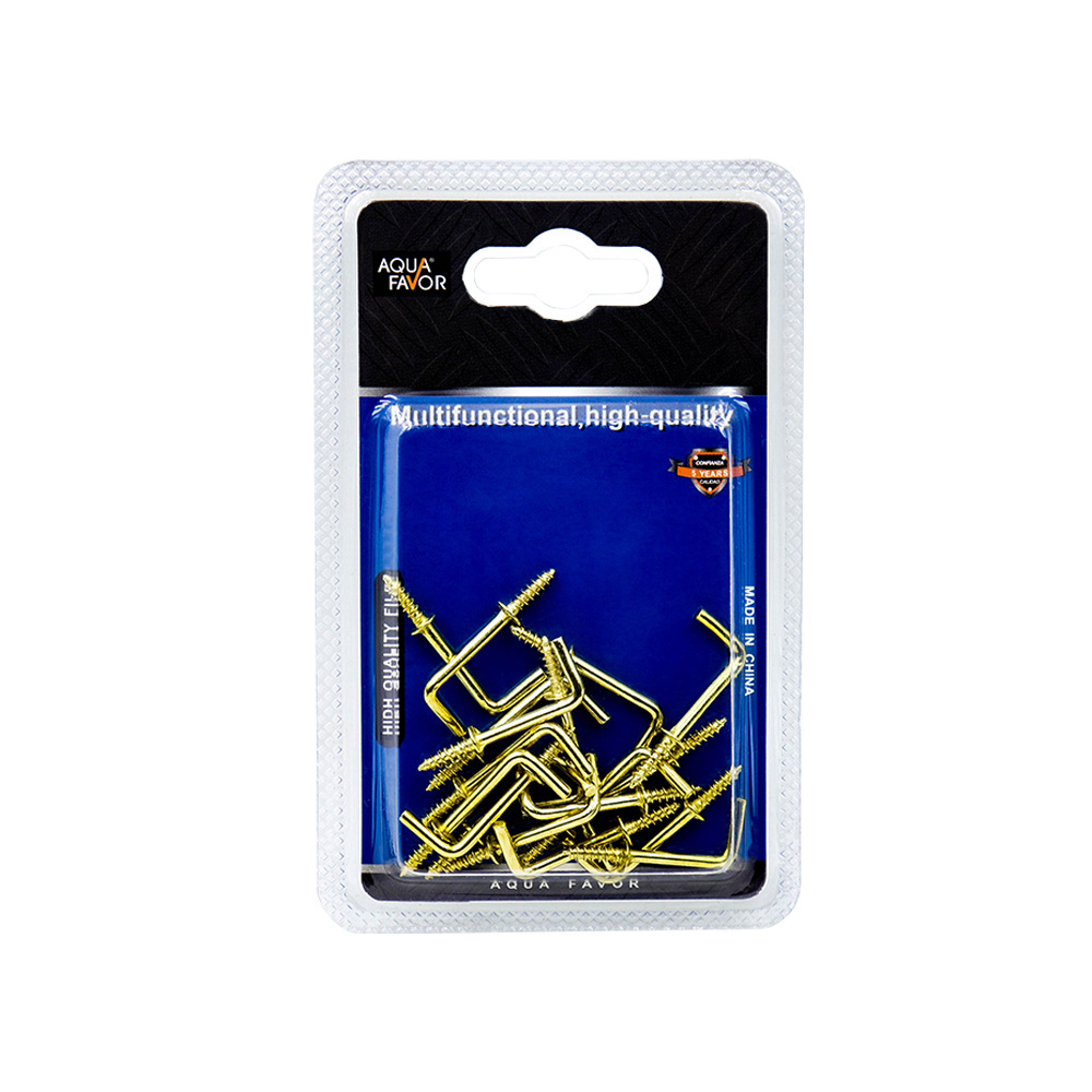 Double Blister Packaging Right-angle Bolt Gold L-shaped Screw Hook Copper-plated Dressing Table Square Hook