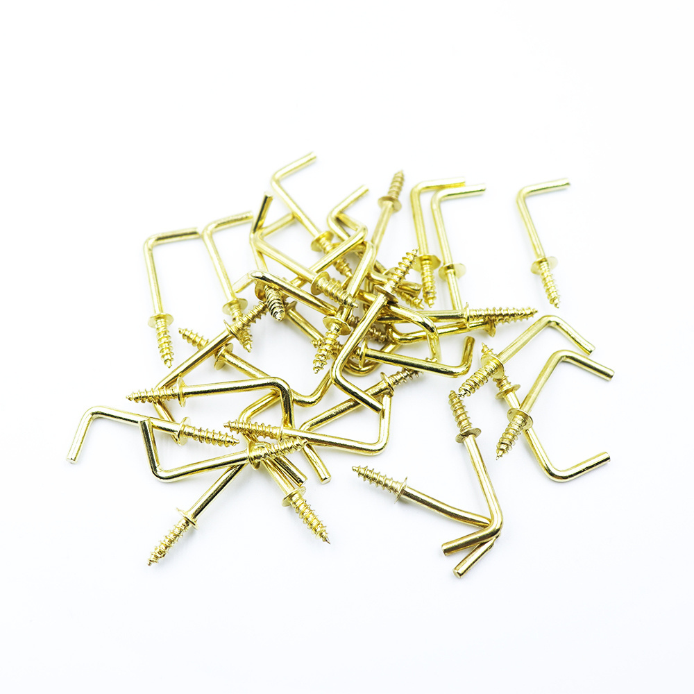 Double Blister Packaging Right-angle Bolt Gold L-shaped Screw Hook Copper-plated Dressing Table Square Hook