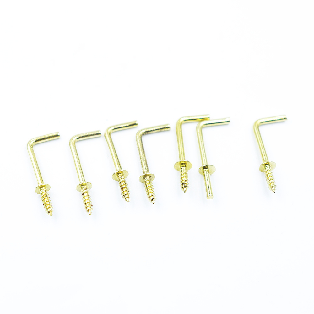 Double Blister Packaging Right-angle Bolt Gold L-shaped Screw Hook Copper-plated Dressing Table Square Hook