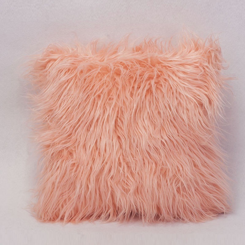 Cheersee pink nordic home decor velvet plush fluffy shaggy mongolian fake faux fur cushions for sofa