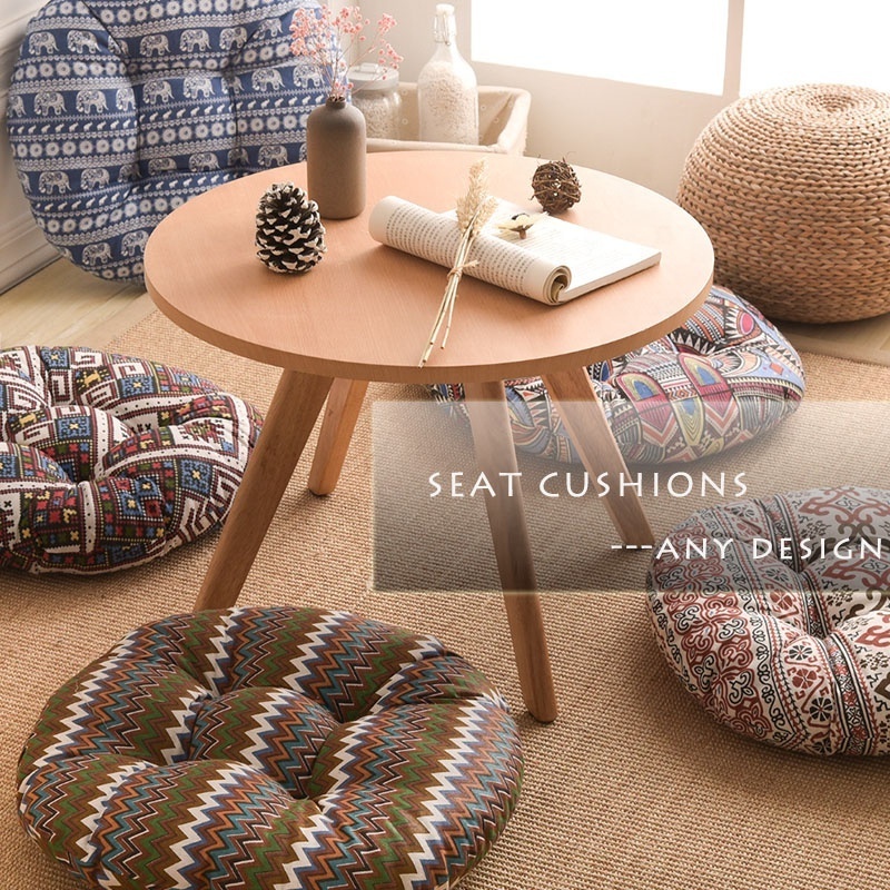 Cheersee cotton linen round custom printed moroccan scatter boho arabic floor seating sitting floor cushions for home sofa