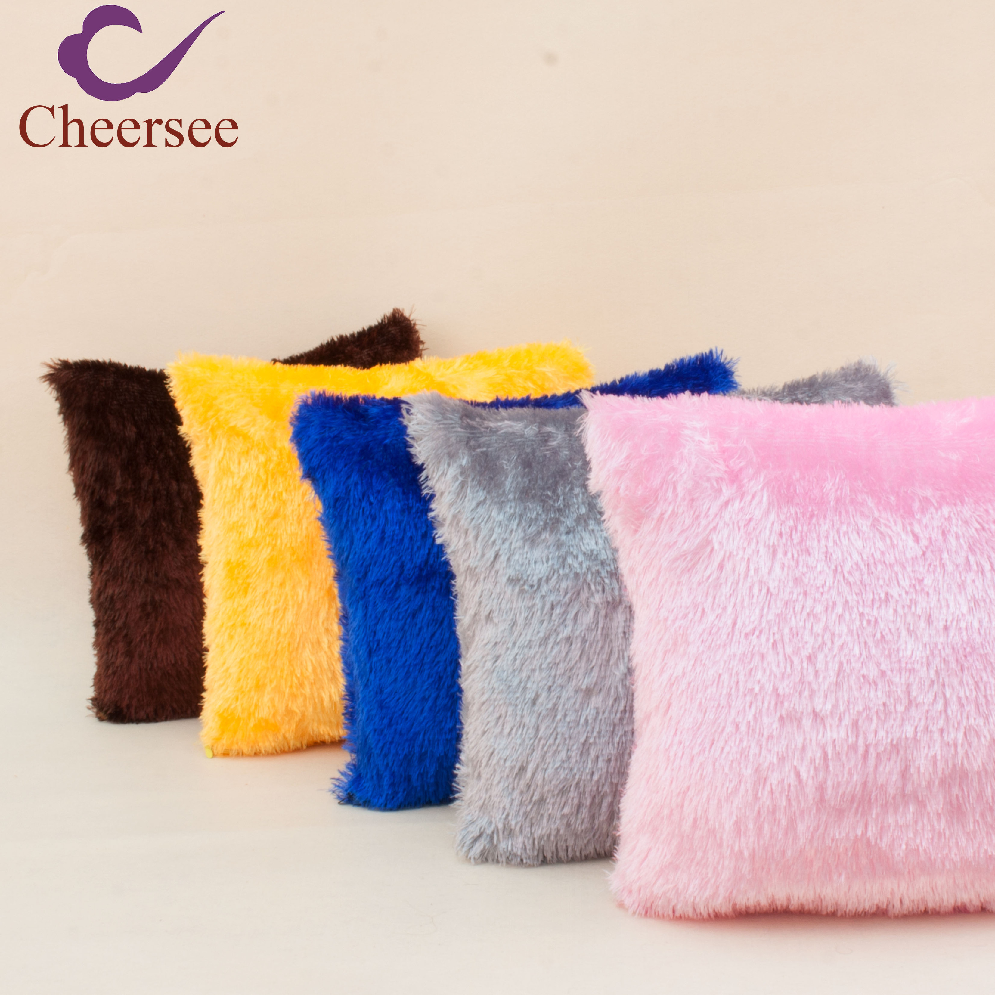 Cheersee polyester fluffy colorful brilliant velvet cushion pillow case cover for party celebration christmas