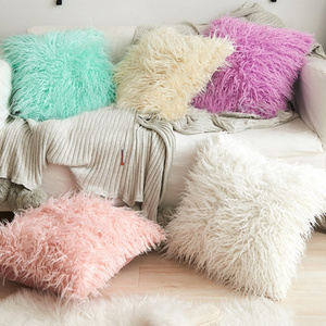 Cheersee pink nordic home decor velvet plush fluffy shaggy mongolian fake faux fur cushions for sofa